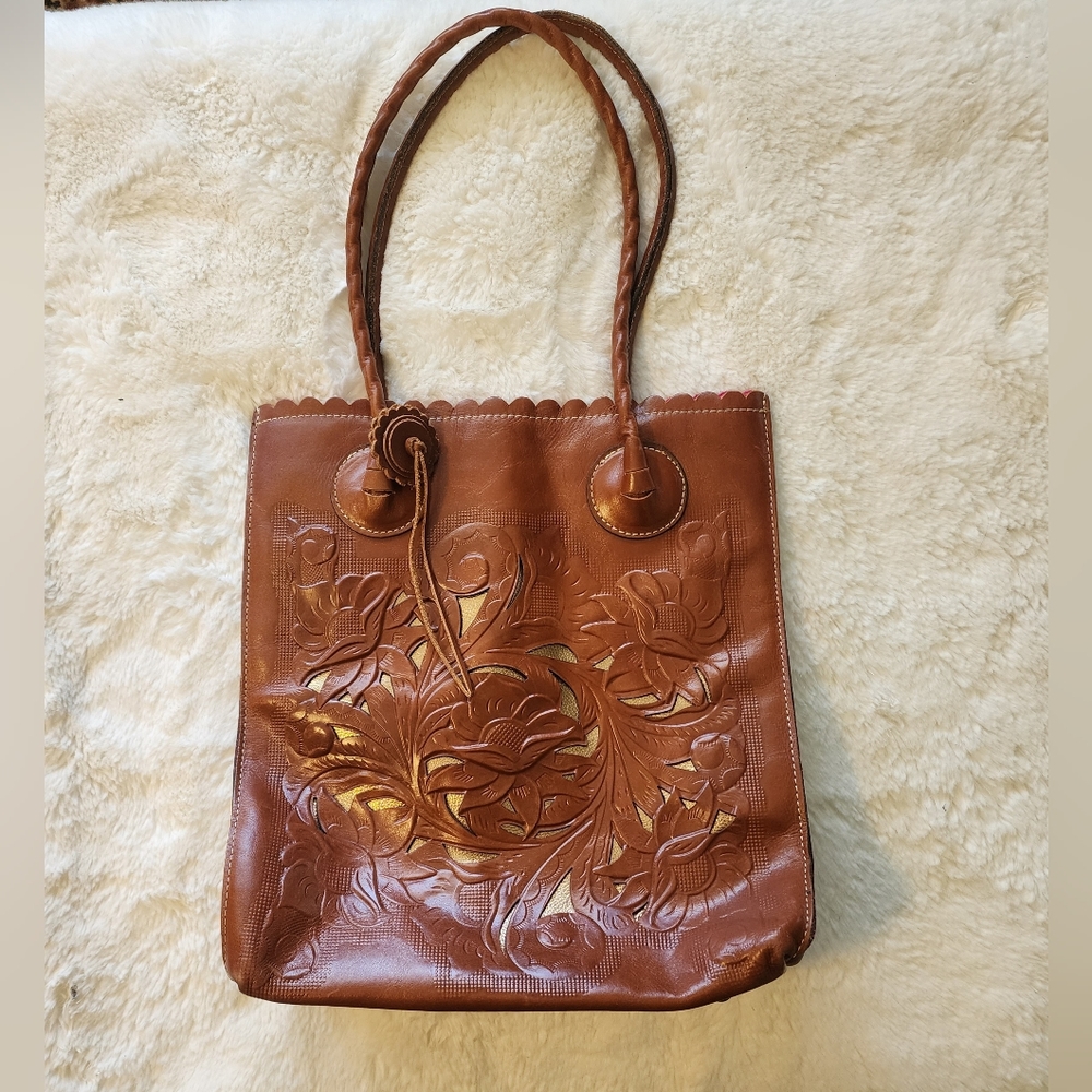 Patricia Nash tooled and embossed leather tote
